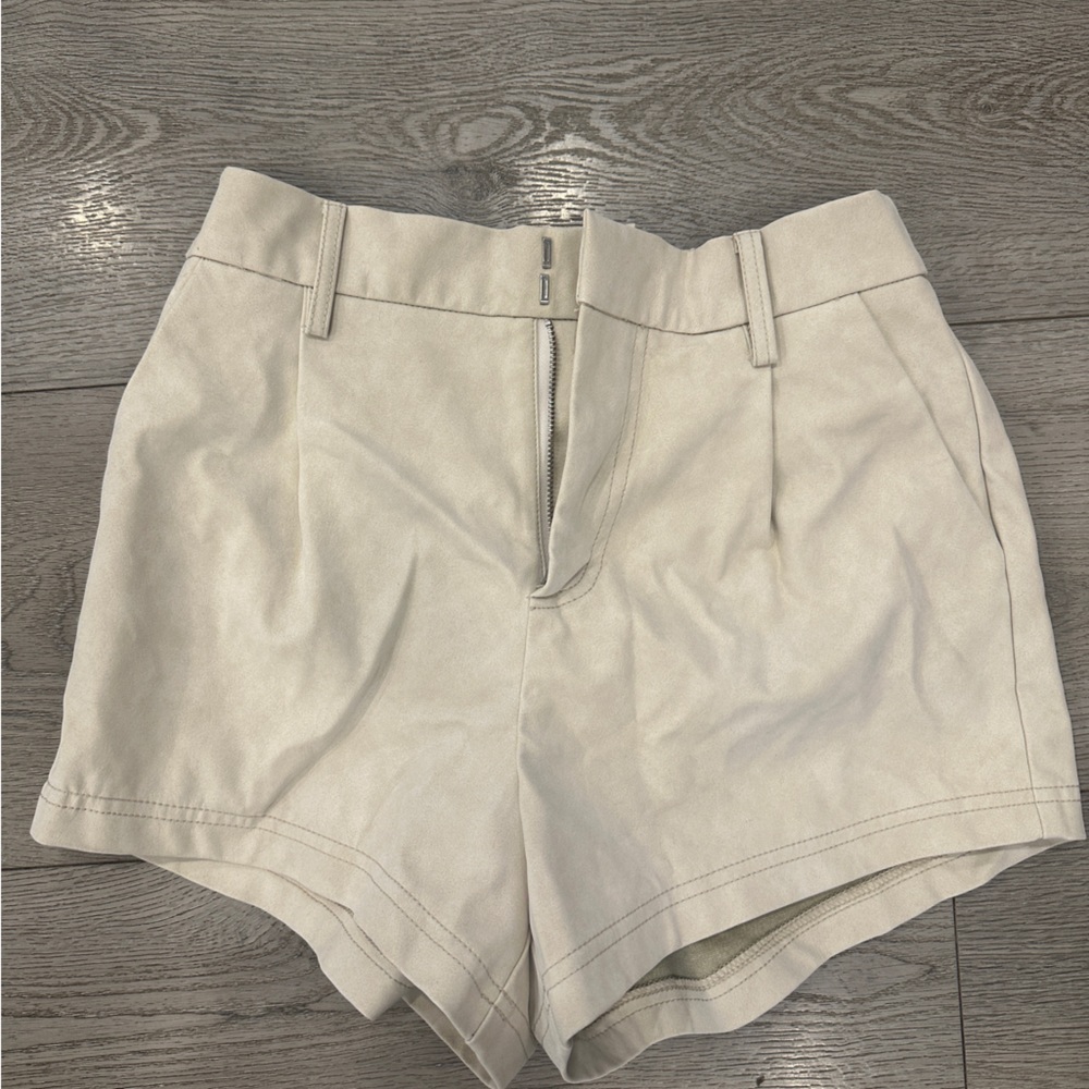 Free People Vegan Suede High Waist Cream Shorts